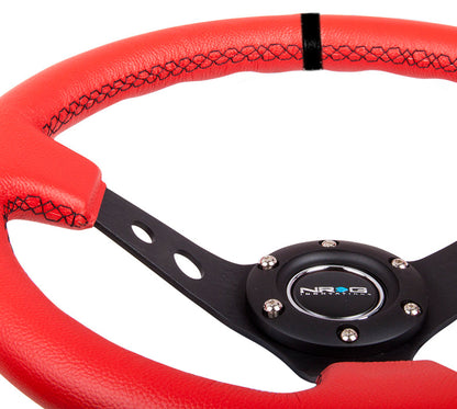 NRG - DEEP DISH SPORT STEERING WHEEL REINFORCED VERSION W/ THREE SPOKE CENTER W/ ROUND HOLES 3IN DEEP DISH