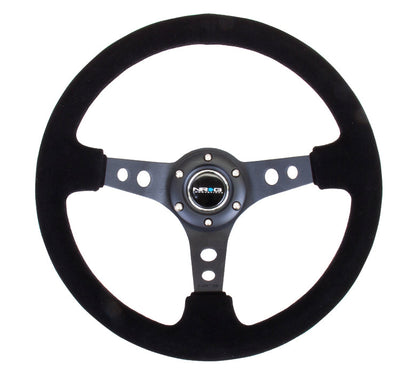NRG - DEEP DISH SPORT STEERING WHEEL REINFORCED VERSION W/ THREE SPOKE CENTER W/ ROUND HOLES 3IN DEEP DISH