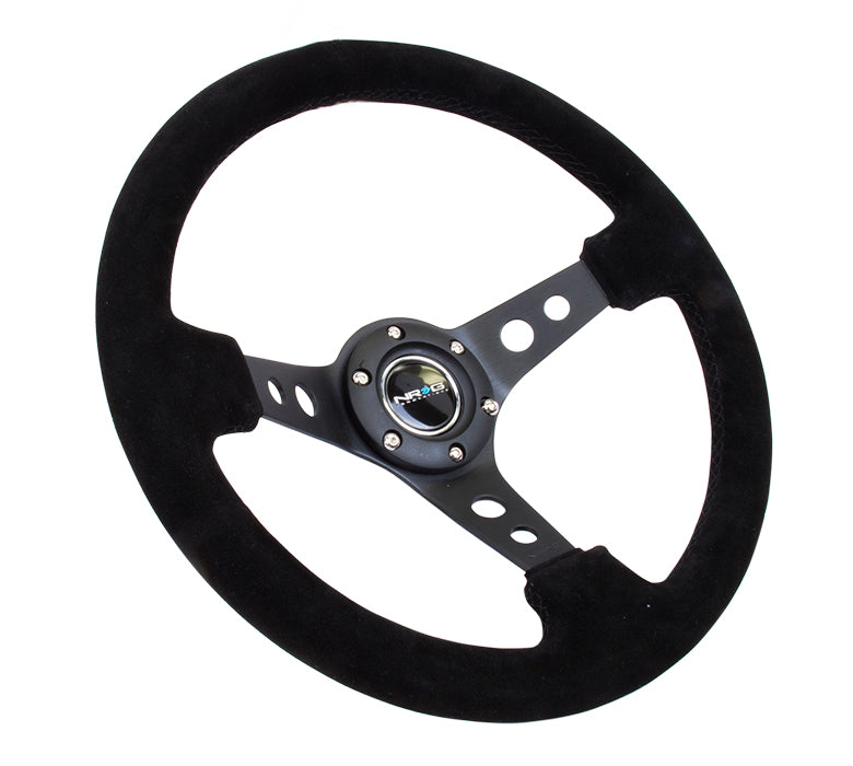 NRG - DEEP DISH SPORT STEERING WHEEL REINFORCED VERSION W/ THREE SPOKE CENTER W/ ROUND HOLES 3IN DEEP DISH