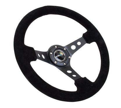 NRG - DEEP DISH SPORT STEERING WHEEL REINFORCED VERSION W/ THREE SPOKE CENTER W/ ROUND HOLES 3IN DEEP DISH