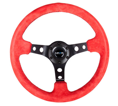 NRG - DEEP DISH SPORT STEERING WHEEL REINFORCED VERSION W/ THREE SPOKE CENTER W/ ROUND HOLES 3IN DEEP DISH