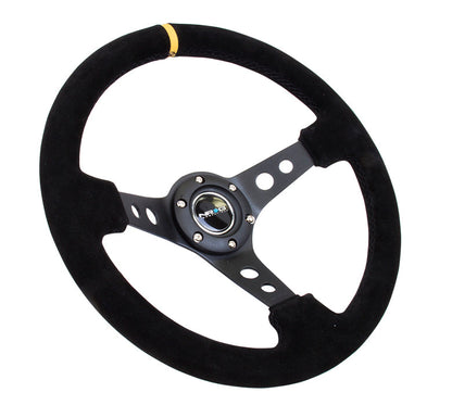 NRG - DEEP DISH SPORT STEERING WHEEL REINFORCED VERSION W/ THREE SPOKE CENTER W/ ROUND HOLES 3IN DEEP DISH