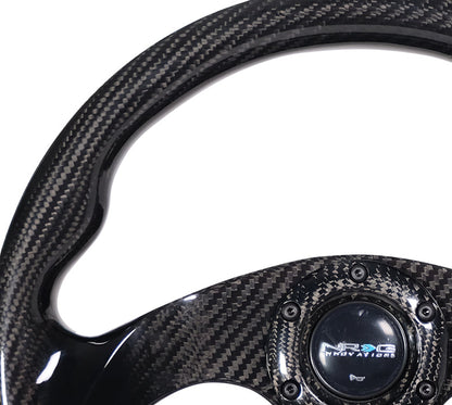 NRG - CARBON FIBER SERIES STEERING WHEEL FLAT BOTTOM DESIGN ALL CARBON