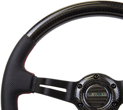 NRG - CARBON FIBER SERIES STEERING WHEEL W/ THREE SPOKE CENTER W/ SLITS 1.5IN DISH