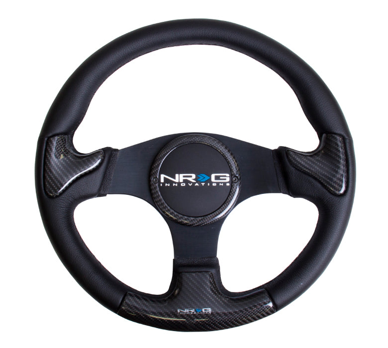 NRG - CARBON FIBER SERIES STEERING WHEEL W/ THREE SPOKE CENTER W/ RUBBER COVER HORN BUTTON