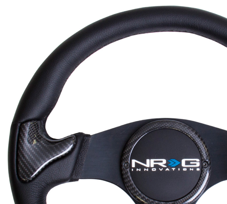 NRG - CARBON FIBER SERIES STEERING WHEEL W/ THREE SPOKE CENTER W/ RUBBER COVER HORN BUTTON