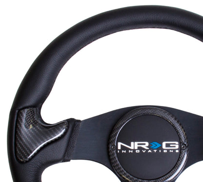 NRG - CARBON FIBER SERIES STEERING WHEEL W/ THREE SPOKE CENTER W/ RUBBER COVER HORN BUTTON