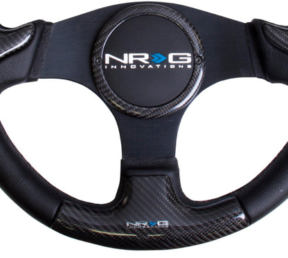 NRG - CARBON FIBER SERIES STEERING WHEEL W/ THREE SPOKE CENTER W/ RUBBER COVER HORN BUTTON