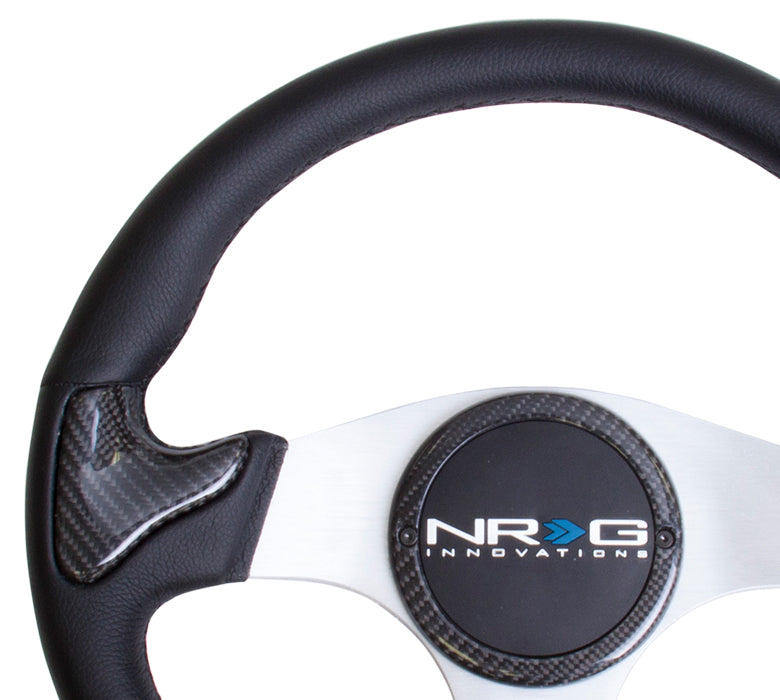 NRG - CARBON FIBER SERIES STEERING WHEEL W/ THREE SPOKE CENTER W/ RUBBER COVER HORN BUTTON