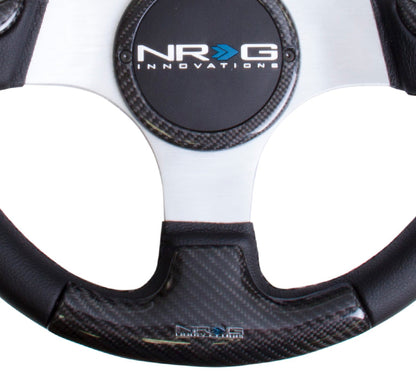 NRG - CARBON FIBER SERIES STEERING WHEEL W/ THREE SPOKE CENTER W/ RUBBER COVER HORN BUTTON