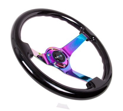 NRG - CLASSIC WOOD STEERING WHEEL REINFORCED VERSION W/ THREE SPOKE CENTER 3IN DEEP DISH