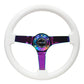NRG -REINFORCED STEERING WHEEL - CLASSIC WHITE WOOD GRAIN (3" DEEP) 350MM,3 SPOKE CENTER IN NEOCHROME