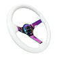 NRG -REINFORCED STEERING WHEEL - CLASSIC WHITE WOOD GRAIN (3" DEEP) 350MM,3 SPOKE CENTER IN NEOCHROME
