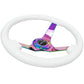NRG -REINFORCED STEERING WHEEL - CLASSIC WHITE WOOD GRAIN (3" DEEP) 350MM,3 SPOKE CENTER IN NEOCHROME