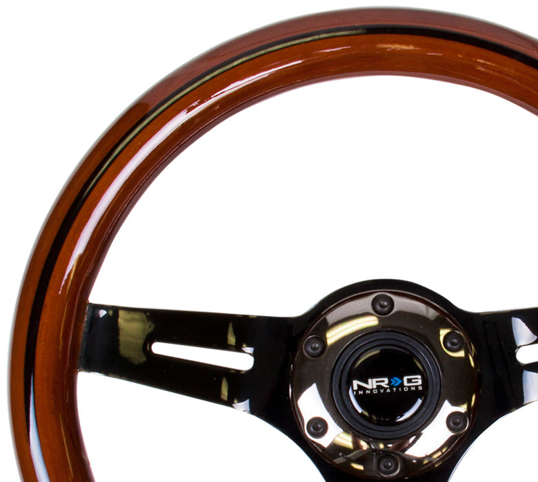 NRG - VOLANTE CLÁSICO DE MADERA CON CENTRO DE TRES RADIOS CON ARANDELAS