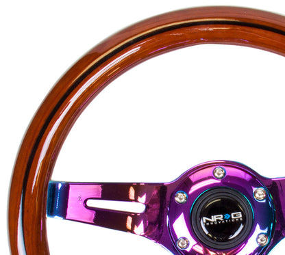 NRG - CLASSIC WOOD STEERING WHEEL W/ THREE SPOKE CENTER W/ SLITS