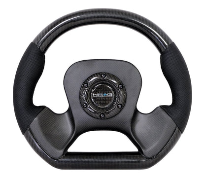 NRG - SÉRIE DE FIBRA DE CARBONO VOLANTE FLUTUANTE DE DOIS RAIOS COM DETALHES DE COURO