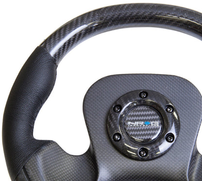NRG - SÉRIE DE FIBRA DE CARBONO VOLANTE FLUTUANTE DE DOIS RAIOS COM DETALHES DE COURO