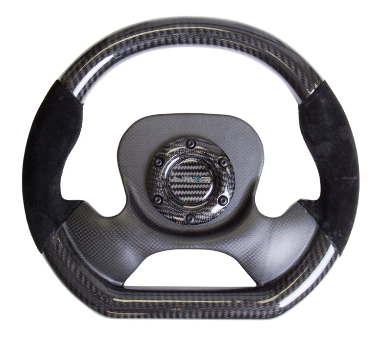 NRG - CARBON FIBER SERIES STEERING WHEEL FLOATING TWO SPOKE W/ SUEDE ACCENTS
