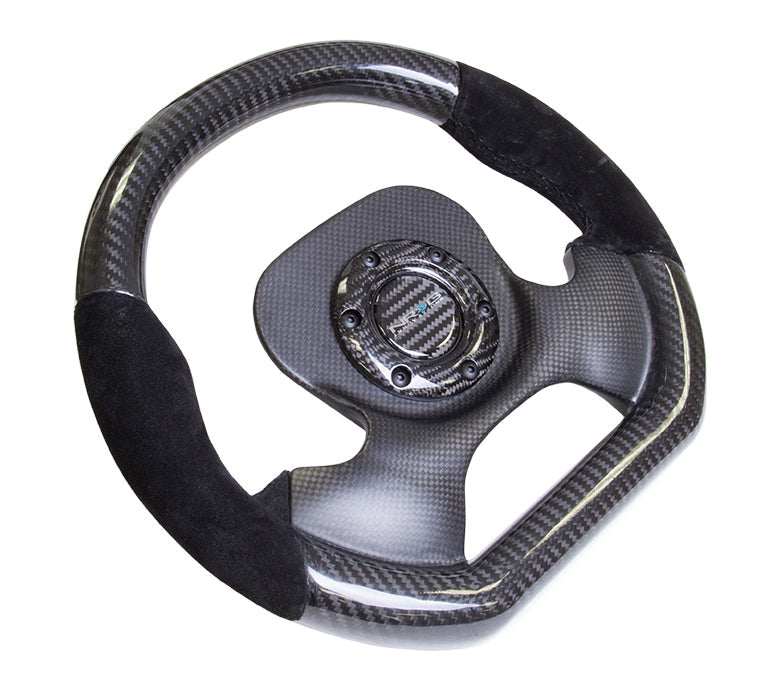 NRG - CARBON FIBER SERIES STEERING WHEEL FLOATING TWO SPOKE W/ SUEDE ACCENTS