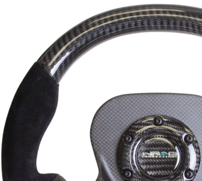 NRG - CARBON FIBER SERIES STEERING WHEEL FLOATING TWO SPOKE W/ SUEDE ACCENTS