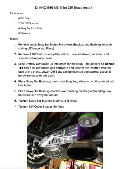 Drift HQ - E46 M3 REAR DIFF BRACE (STEEL)