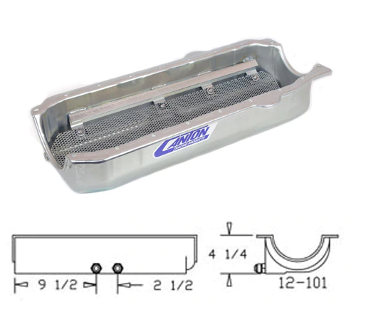 Canton - Saídas direitas do cárter seco raso para Chevy pré-85 do bloco pequeno