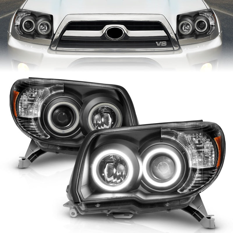 ANZO 2006-2009 Toyota 4Runner Proyector Faros delanteros con Halo Negro