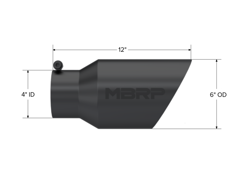 MBRP Universal Tip 6 OD Dual Wall Angled 4 entrada 12 longitud - Acabado negro