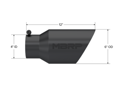 MBRP Universal Tip 6 OD Dual Wall Angled 4 entrada 12 longitud - Acabado negro