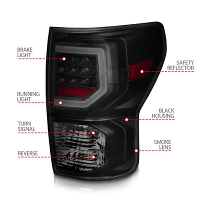 Anzo 07-11 Toyota Tundra Full LED Taillights Black Housing Smoke Lens G2 (w/C Light Bars)