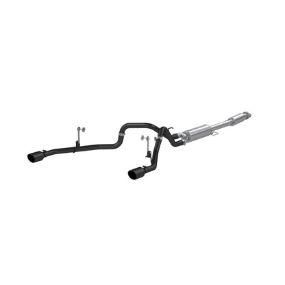 MBRP 2021+ F-150 2.7L/ 3.5L Ecoboost, 5.0L 3in Cat Back 2.5in Dual Split Trasero - Revestimiento negro