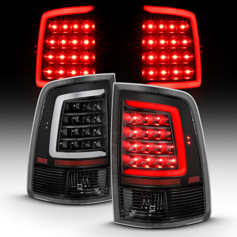 ANZO 2009-2018 Dodge Ram 1500 LED lanterna traseira estilo prancha preta com lentes transparentes