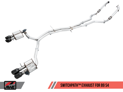 AWE Tuning Audi B9 S4 SwitchPath Exhaust - Não ressoado (pontas pretas de 102 mm)