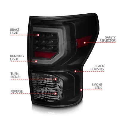 Anzo 07-11 Toyota Tundra Full LED Taillights Black Housing Smoke Lens G2 (w/C Light Bars)