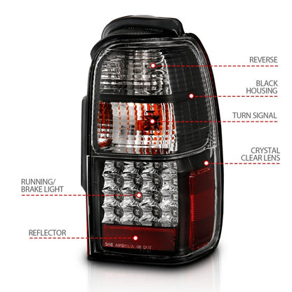 ANZO 2001-2002 Toyota 4 Runner LED lanternas traseiras pretas