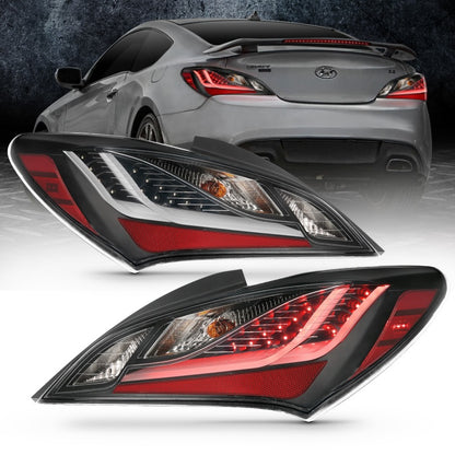 Lanternas traseiras de LED ANZO 10-13 Hyundai Genesis 2DR Smoke