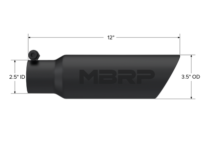 MBRP Universal Tip 3.5 OD Dual Wall Angled 2.5 entrada 12 longitud - Acabado negro