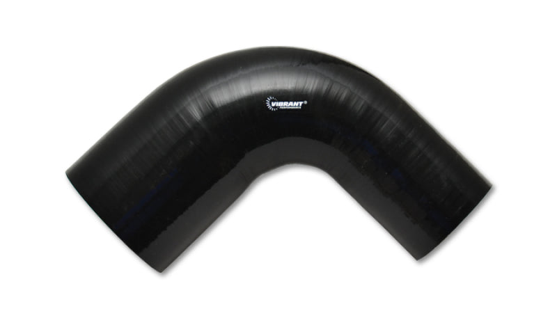Vibrante codo de transición de 90 grados de silicona negra brillante de 2 in x 2,25 in x 4 in de largo