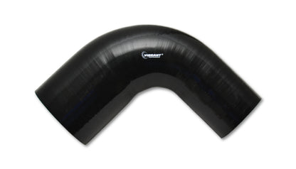 Vibrante codo de transición de 90 grados de silicona negra brillante de 2 in x 2,25 in x 4 in de largo