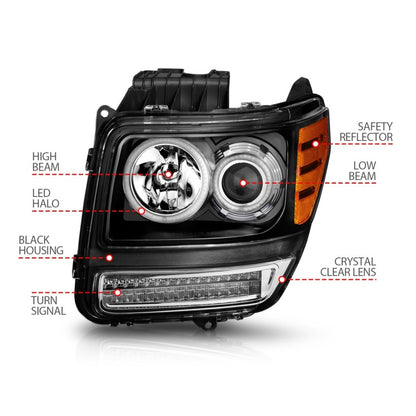 ANZO 2007-2012 Dodge Nitro Projetor Faróis c/ Halo Black (CCFL) G2