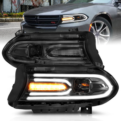 ANZO 2015-2018 Projetor Dodge Charger Faróis Plank Estilo Preto