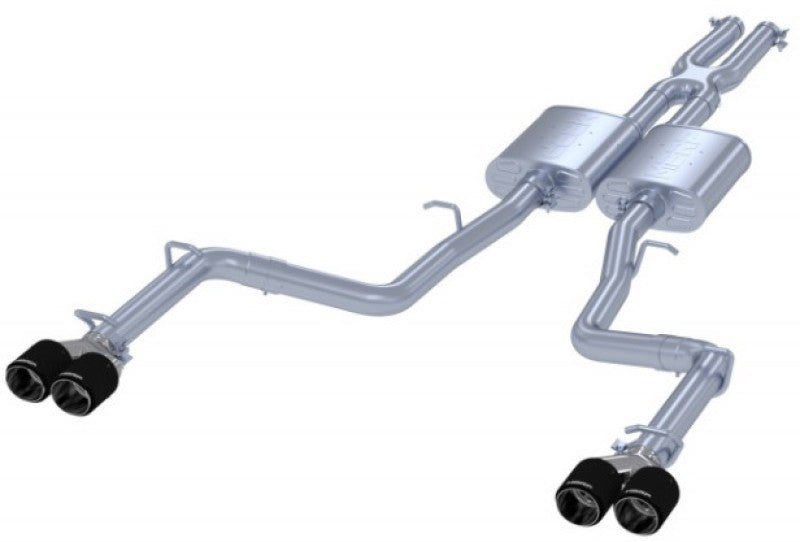 MBRP 2015+ Dodge Challenger 3.6L SS 2.5in Quad Tip Dividido Saída Traseira com Pontas de Fibra de Carbono - T304