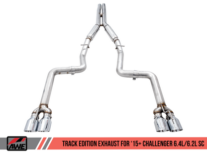 Escape AWE Tuning 2015+ Dodge Challenger 6.4L/6.2L SC Track Edition - Quad Chrome Silver Tips