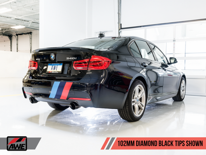 AWE Tuning BMW F3X 340i Touring Edition Eixo-Back Escapamento - Diamond Black Tips (102mm)