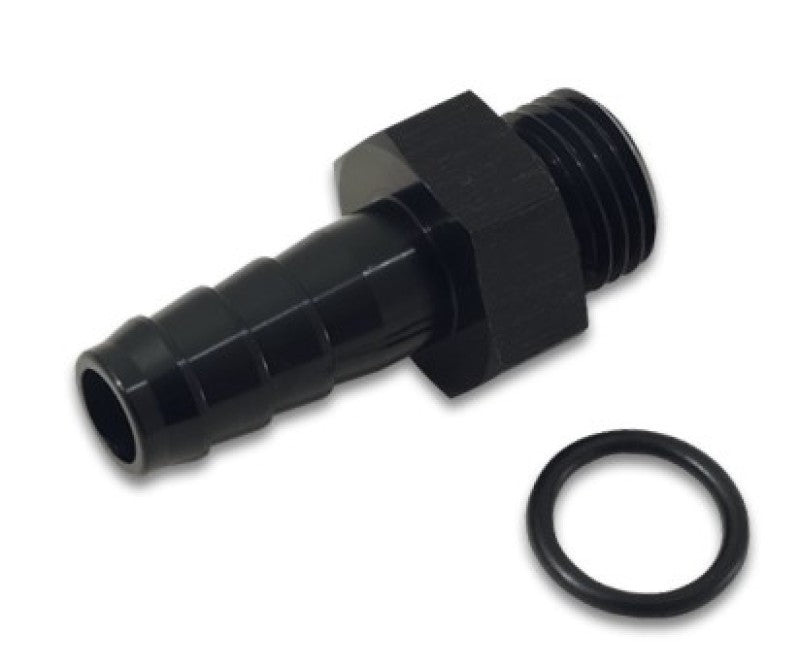 Macho de aluminio vibrante - ORB 8AN a lengüeta de 1/2 pulg. con junta tórica - Negro anodizado