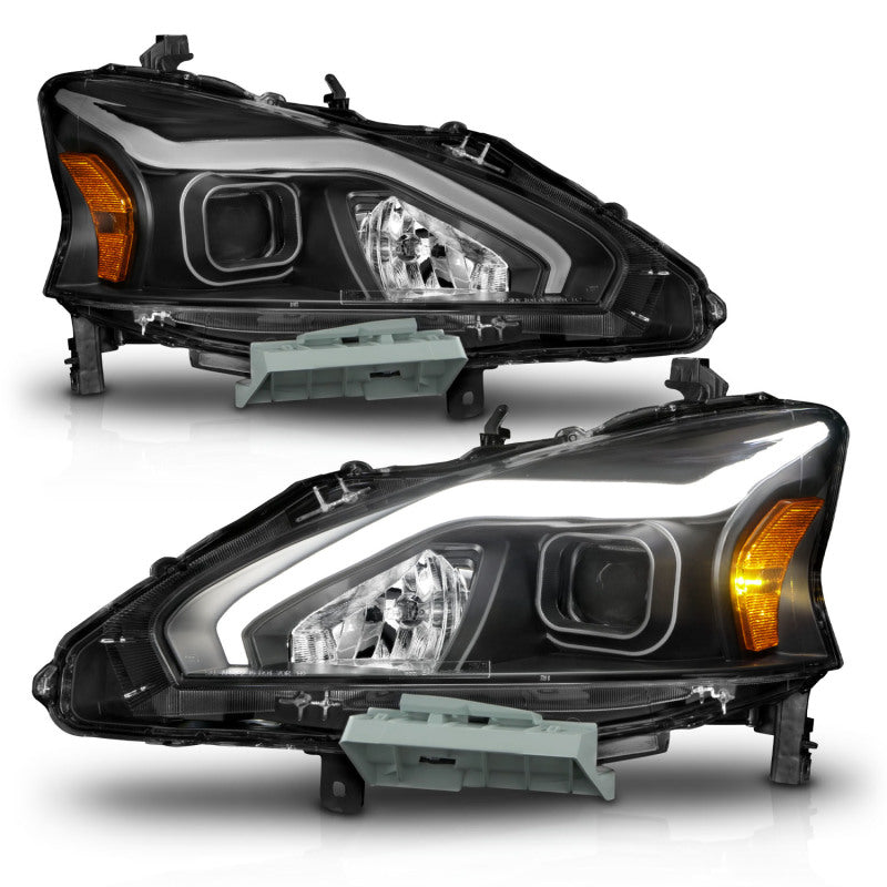 ANZO 13-15 Nissan Altima (sem lâmpadas HID de fábrica) Faróis de projetor - com caixa de barra de luz preta