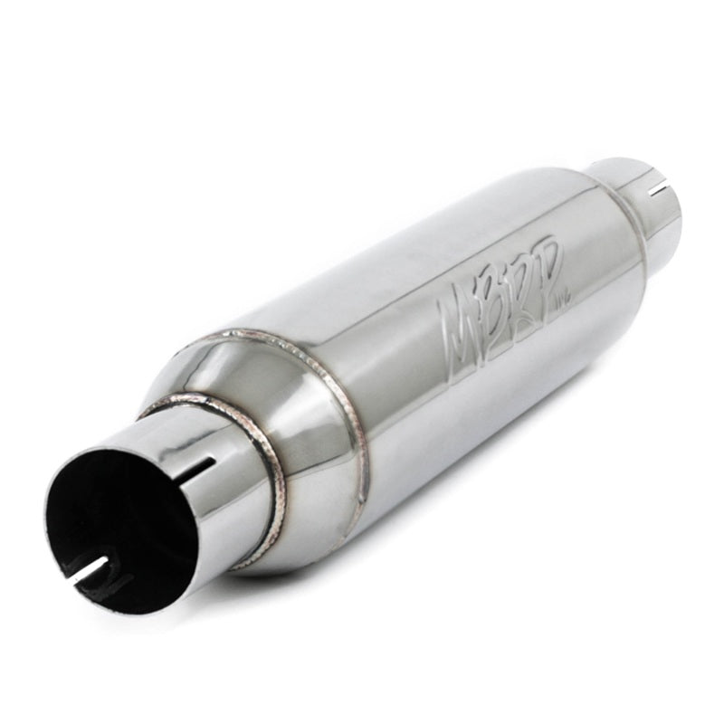 MBRP Resonador universal Entrada/salida de 2,5 pulgadas Cuerpo de 16 pulgadas Total de 20 pulgadas T304