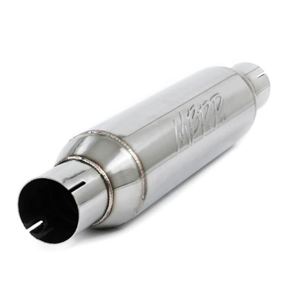 MBRP Resonador universal Entrada/salida de 2,5 pulgadas Cuerpo de 16 pulgadas Total de 20 pulgadas T304