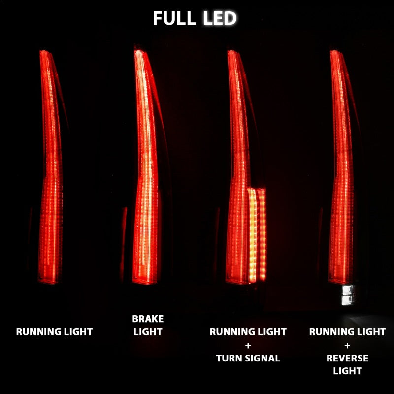 ANZO 2007-2014 Cadillac Escalade Lanternas traseiras de led vermelho/transparente